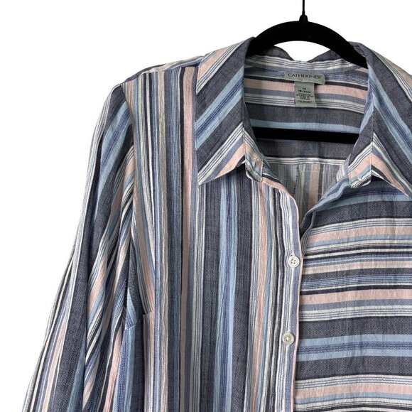 Catherine's Women's Light Weight Rayon Blend Striped Blouse Size 1X (18,20) - Picture 2 of 10